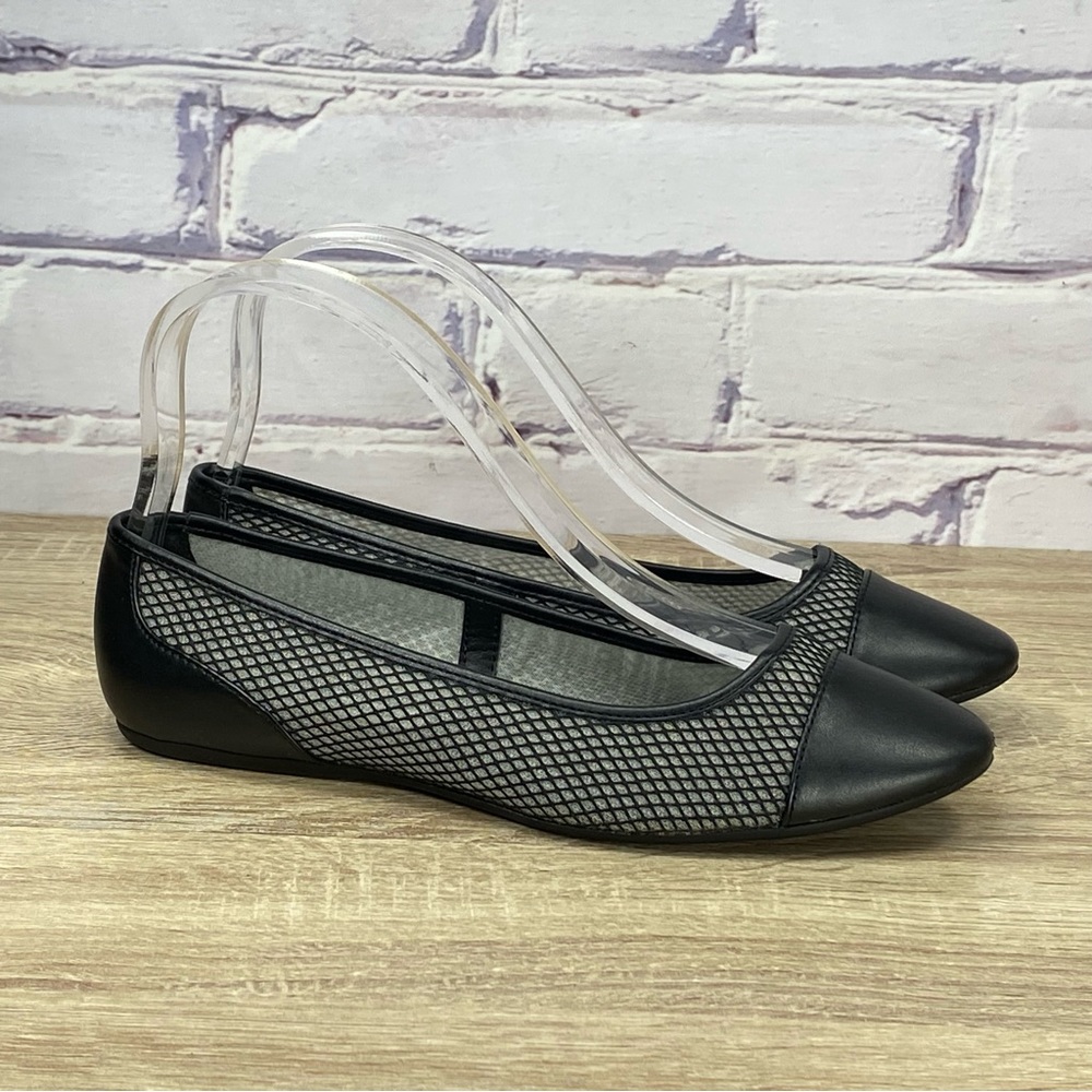 Karl Lagerfeld Valina Black Gray Cap Toe Ballet Flats